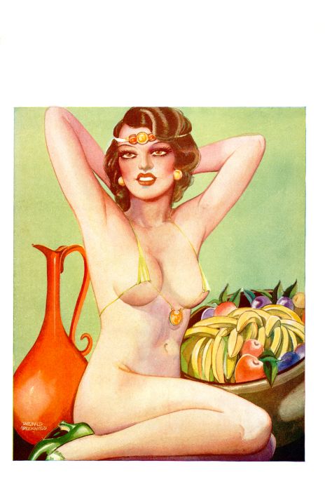 Pin Up - Practically Nude Exotic Brunette Girl - Greenwood - 1934