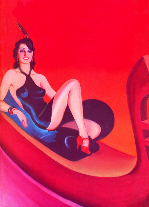 Pin Up - Brunette Girl in Black Dress - Grose - 1935