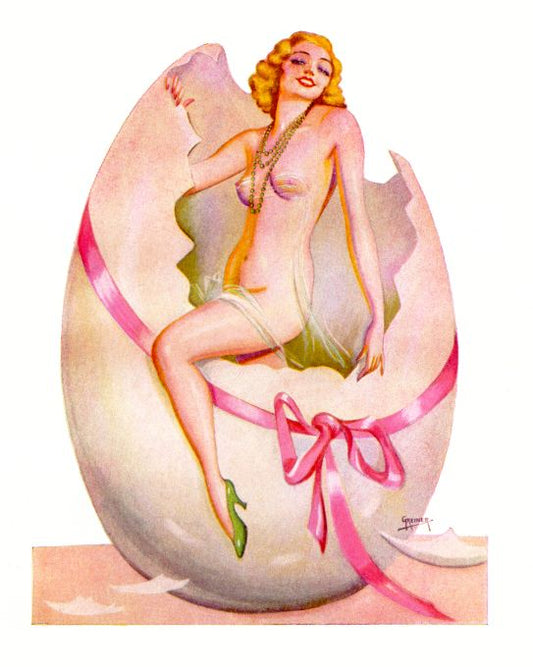 Pin Up - Nude Blonde Girl in Easter Egg - Greiner - 1934
