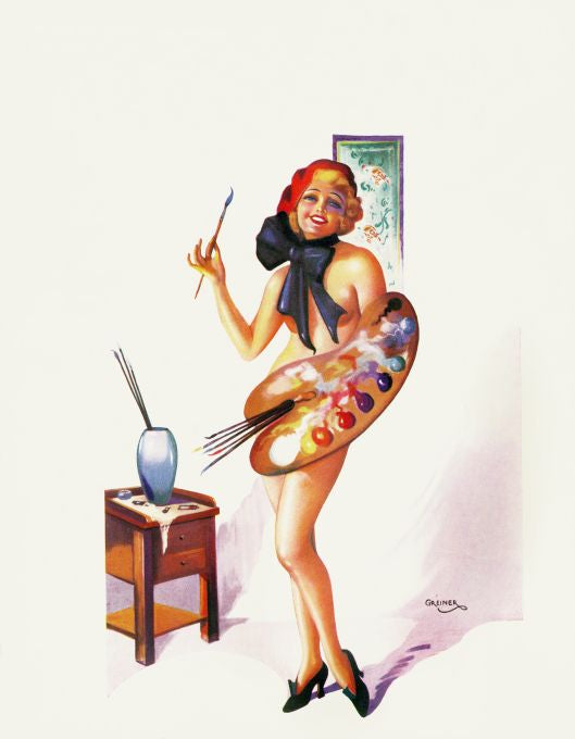 Pin Up - Nude Girl w/ Palette - Greiner - 1930