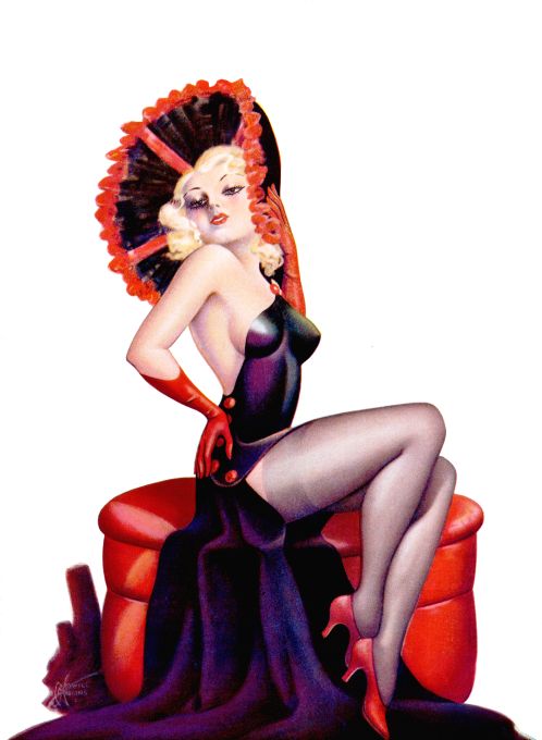 Pin Up - Blonde Girl in Purple Dress - Higgins - 1937