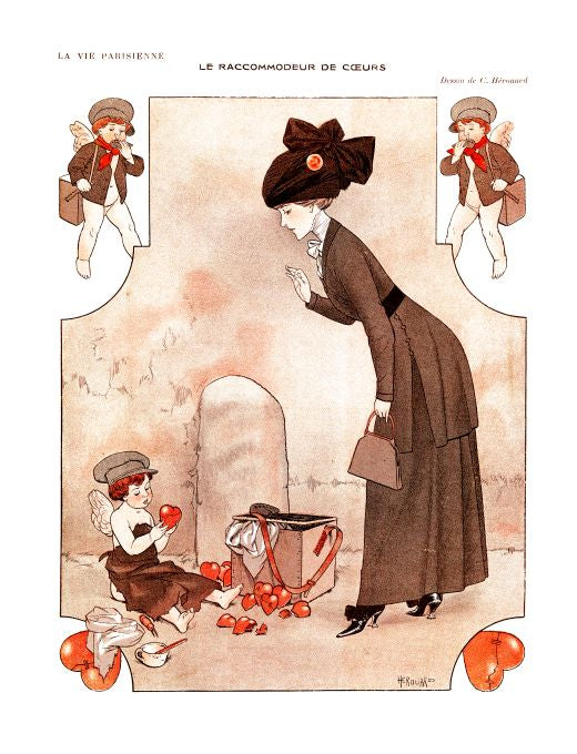 Pin Up - Girl & Heart Fixer  - Herouard - 1910