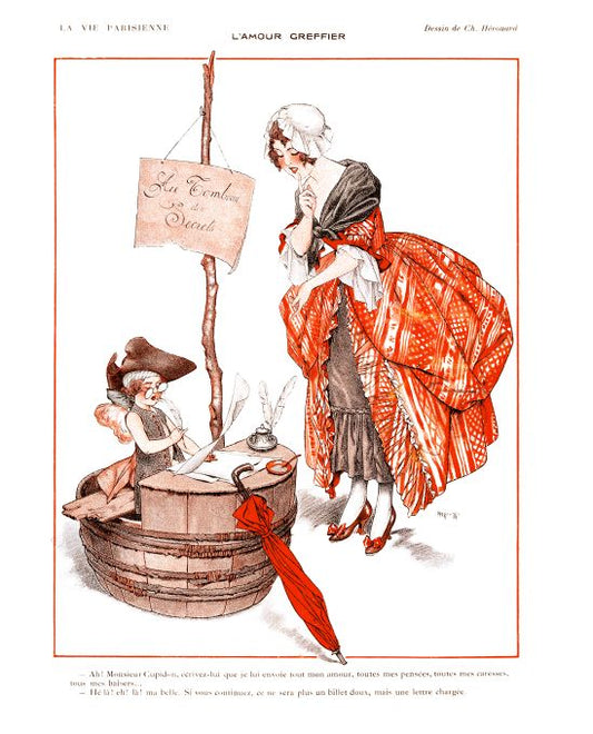 Pin Up - Girl And Cupid - Herouard - 1914