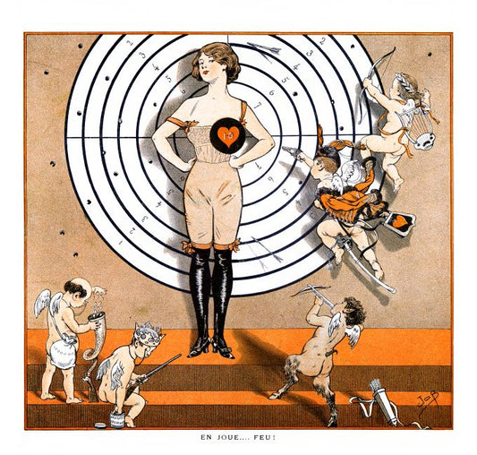 Pin Up - Target Girl w/ Cherubs - Job - 1911