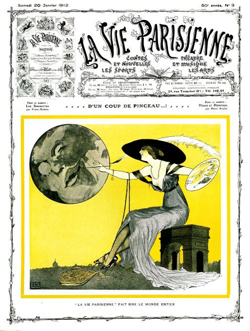 Pin Up - Girl Paints Moon - Leonnec - 1912