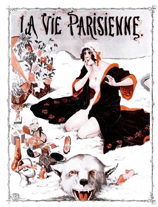 Pin Up - Girl on Bearskin - Leonnec - 1913