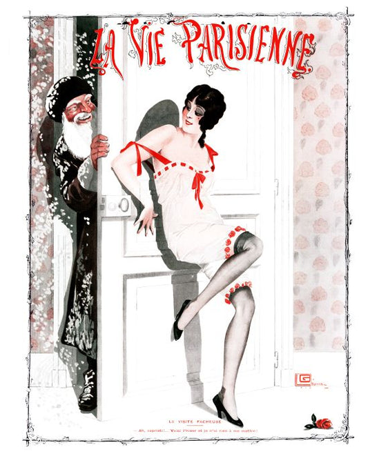 Pin Up - Girl & Man at Door - Leonnec - 1913