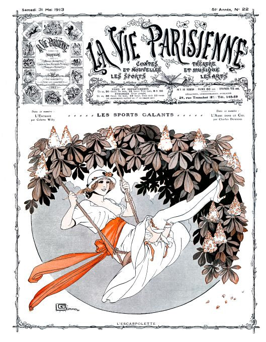 Pin Up - Girl in Swing  - Leonnec - 1913