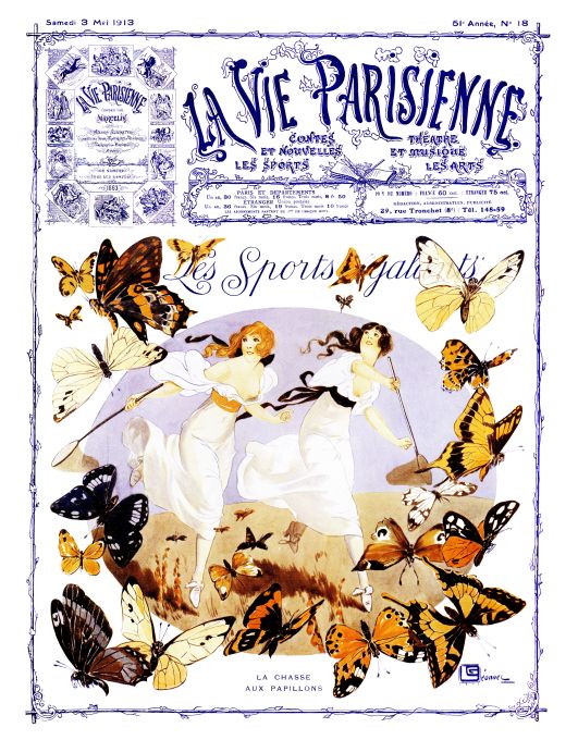 Pin Up - Girls w/Butterflies - Leonnec - 1913