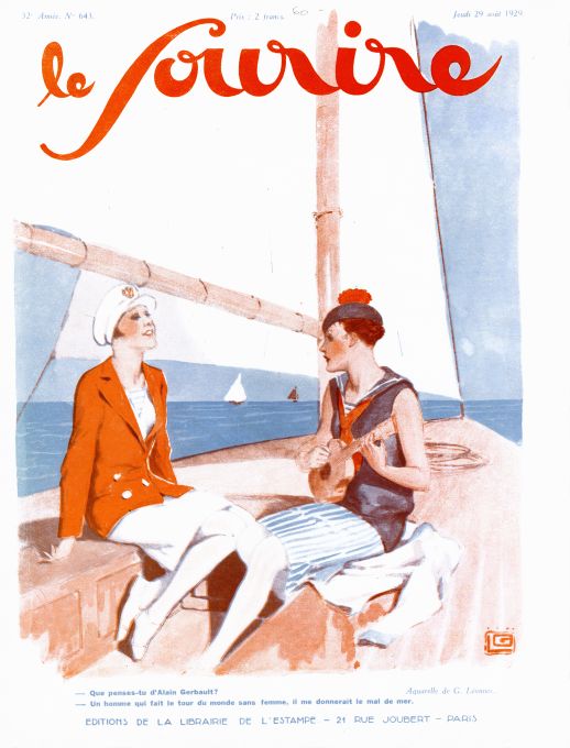 Pin Up - Girl Plays Uke For Girl - Leonnec - 1929