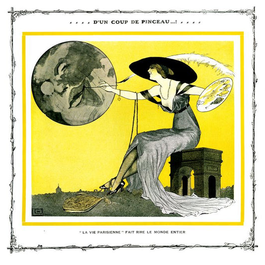 Pin Up - Blonde Girl Paints Face On Moon - Leonnec - 1912