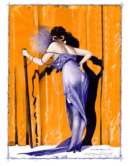 Pin Up - Girl in Purple Dress w/ Stick - Leonnec - 1913