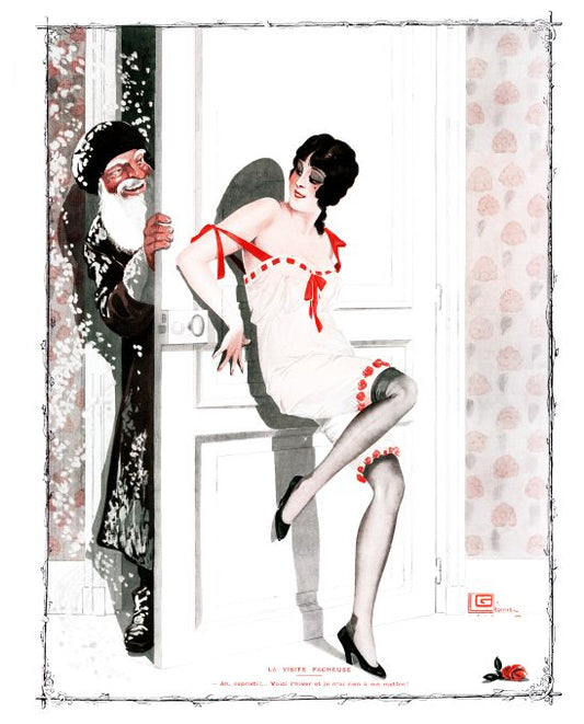 Pin Up - Girl in Lingerie & Man at Door - Leonnec - 1913