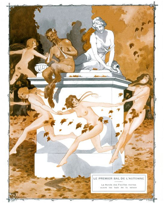 Pin Up - Nude Girls Dance Around Statue - Leonnec - 1913