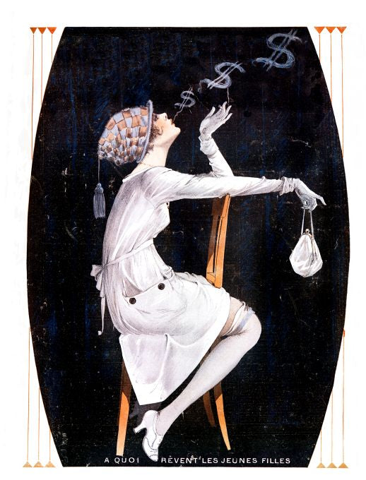Pin Up - Girl Sits in Chair And Smokes - Leonnec - 1918