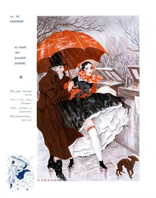 Pin Up - Girl Walks w/Man - Lorenzi - 1933