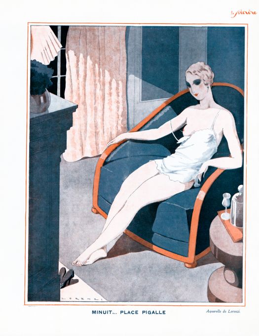 Pin Up - Blonde Sits in Chair - Lorenzi - 1930