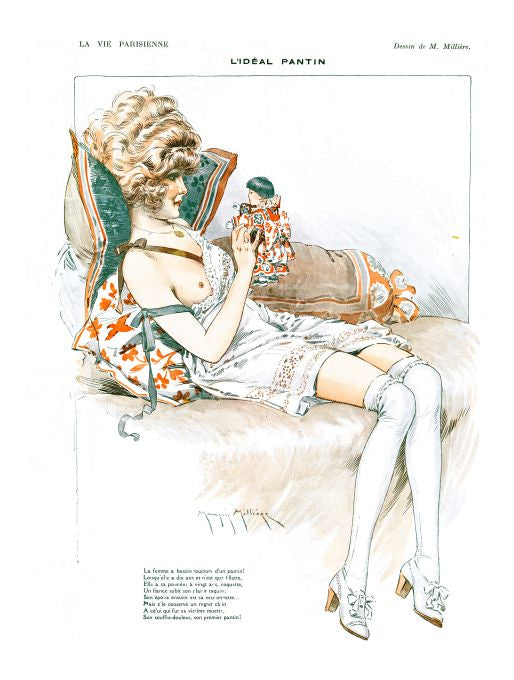 Pin Up - Girl w/Doll - Millere - 1918