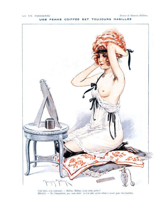 Pin Up - Girl Ties Her Hair  - Millere - 1918