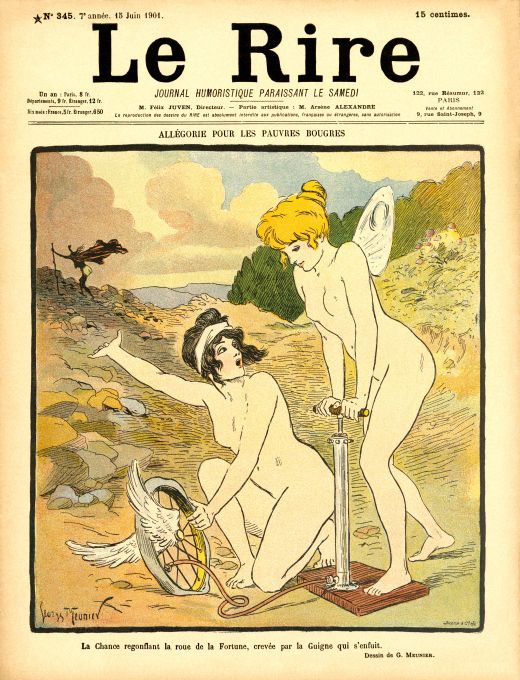 Pin Up - Nude Girls Fill Tire w/Air - Meunier - 1901