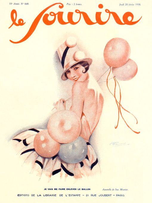 Pin Up - Girl w/Balloons - Meunier - 1930