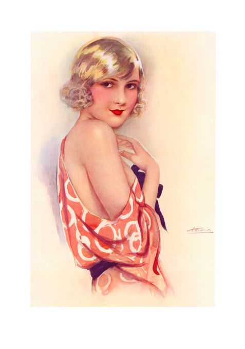 Pin Up - Girl in Red & White Gown  - Meunier - 1929