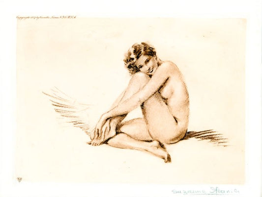 Pin Up - Nude Girl w/Face Against Knee - Meunier - 1934