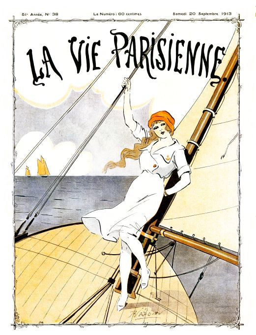 Pin Up - Girl Leans On Mast - Prejelan - 1913