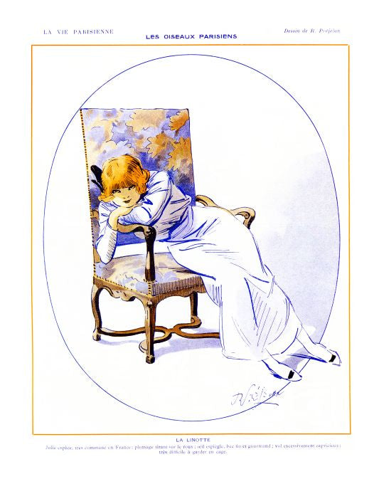 Pin Up - Girl in Chair  - Prejelan - 1913
