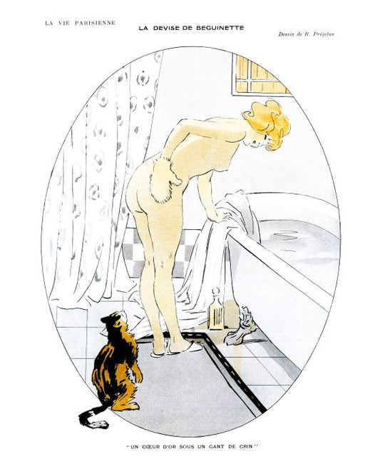 Pin Up - Nude Girl w/Glove  - Prejelan - 1913