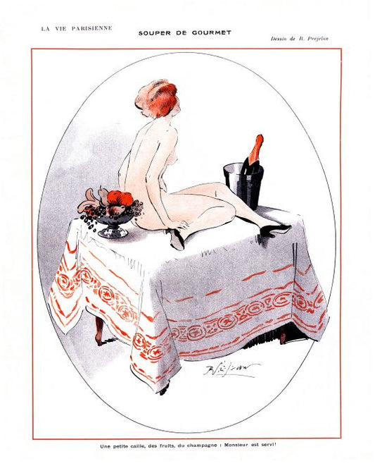 Pin Up - Nude Girl On Table - Prejelan - 1913