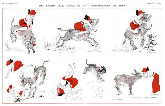 Pin Up - Girl & Donkey - Prejelan - 1913
