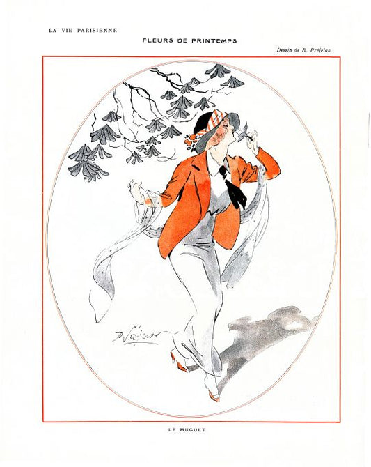Pin Up - Girl Smells Flower - Prejelan - 1913