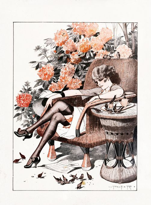 Pin Up - Girl Sleeps While Birds Feast - Peltier - 1918