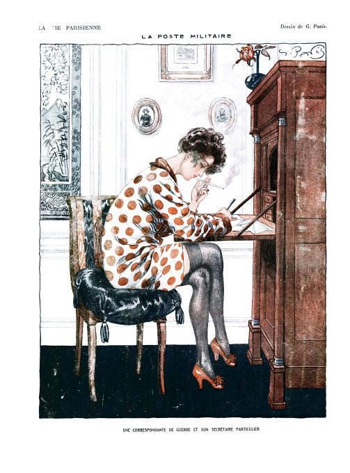 Pin Up - Girl Writes Letter - Pavis - 1918