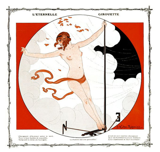 Pin Up - Nude Redhead Girl Weather Vane - Regnier - 1913