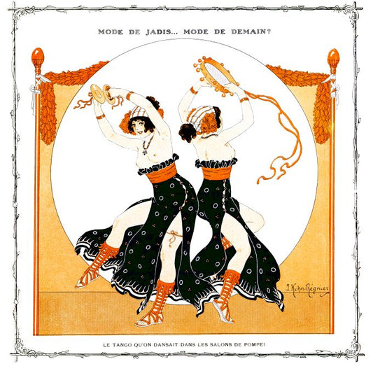 Pin Up - Two Girls Dance w/ Cymbals & Tambourine - Regnier - 1913