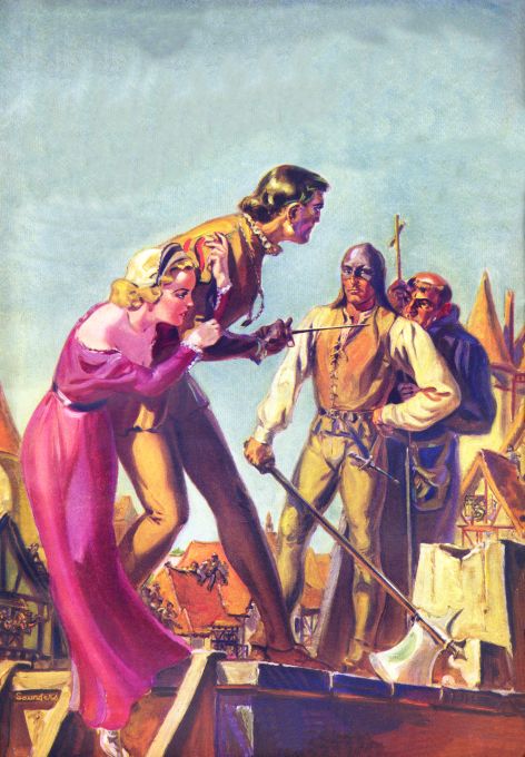 Pin Up - Blonde Girl in Pink Under Protection - Saunders - 1936