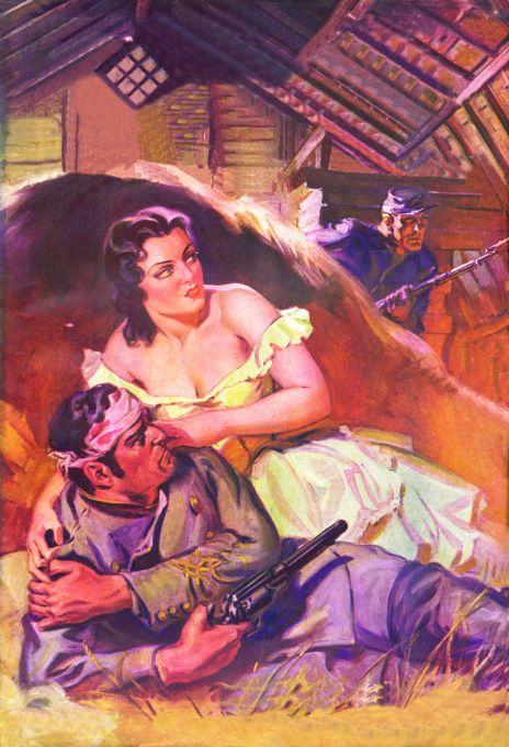 Pin Up - Brunette Girl Hiding in Barn with Soldier - Saunders - 1936