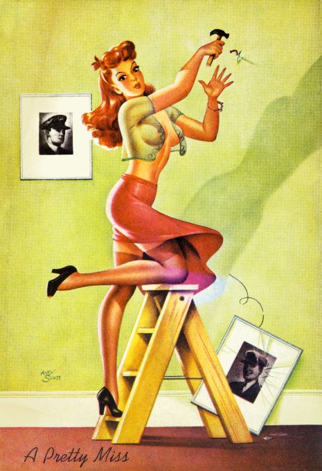 Pin Up - Girl Nailing Picture - Scott - 1944