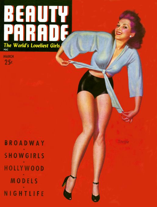 Pin Up - Girl Tying Blue Shirt - Steffa - 1943