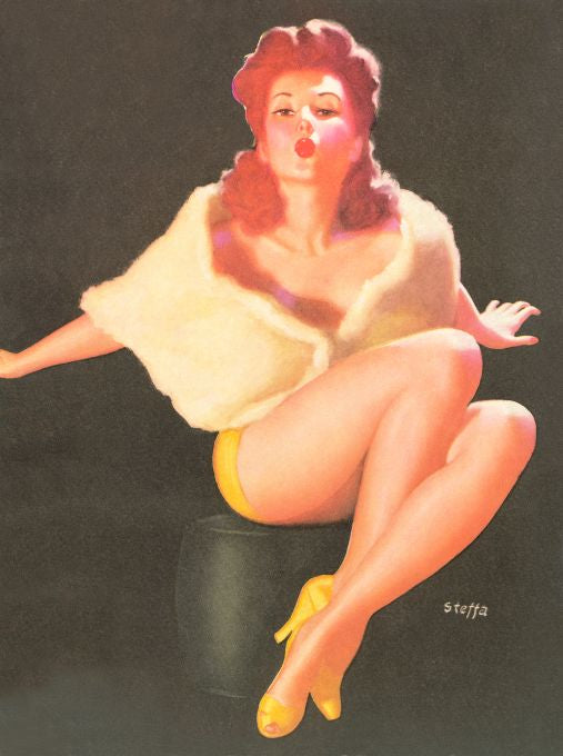 Pin Up - Redhead Girl in Fuzzy Shawl - Steffa - 1953