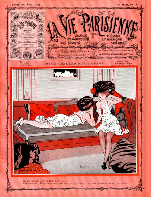 Pin Up - Girls On Couch  - Touraine - 1910