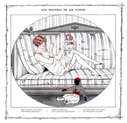 Pin Up - Girl On Couch With Dolls - Touraine - 1913