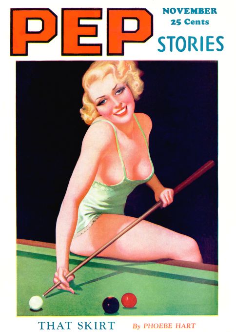 Pin Up - Blonde Girl Playing Pool - 1935