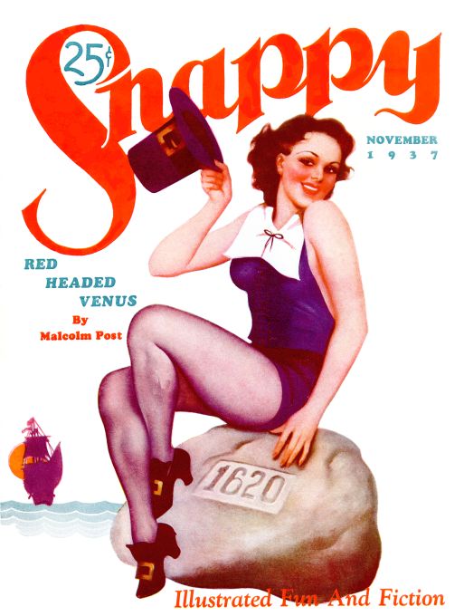 Pin Up - Pilgrim Girl On Plymouth Rock - 1937