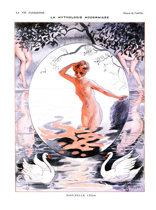 Pin Up - Nude Girl in Water  - Valdes - 1918
