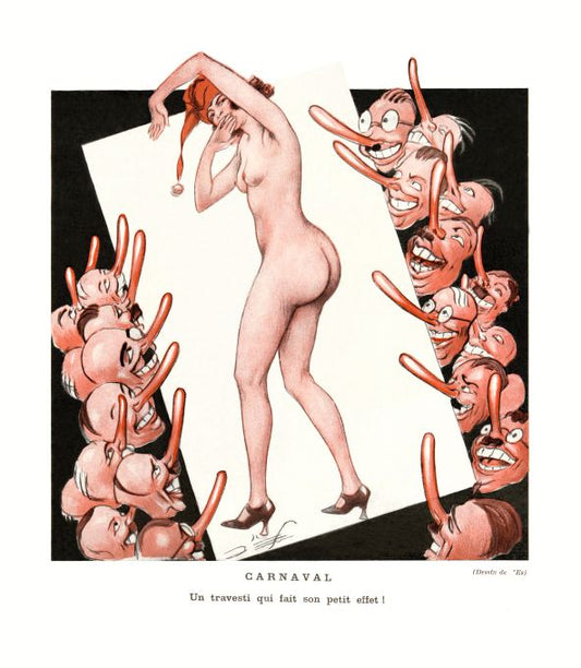 Pin Up - Nude Girl & Long-Nose Men  - Valdes - 1937