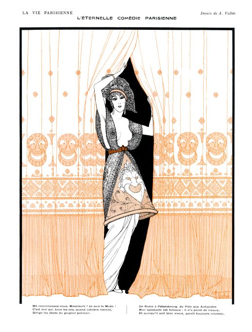 Pin Up - Girl in Curtain  - Vallee - 1913