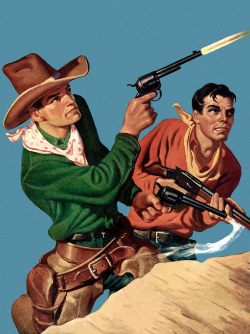 Two cowboys in the middle of a battle